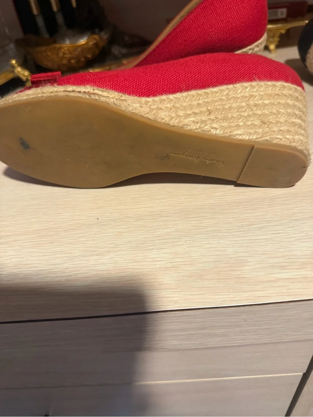 Salvatore Ferragamo Red Canvas Bow Espadrilles